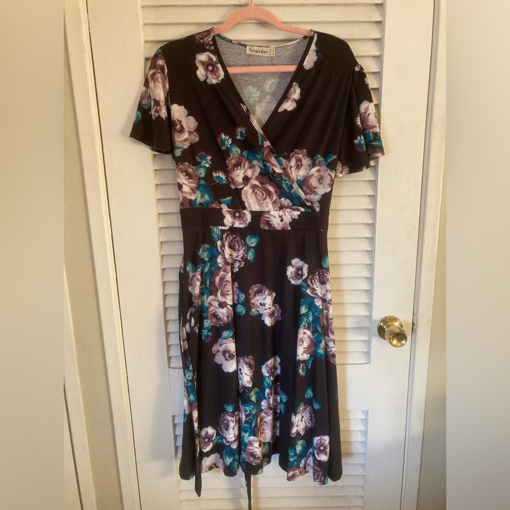 Floral Black Dress
